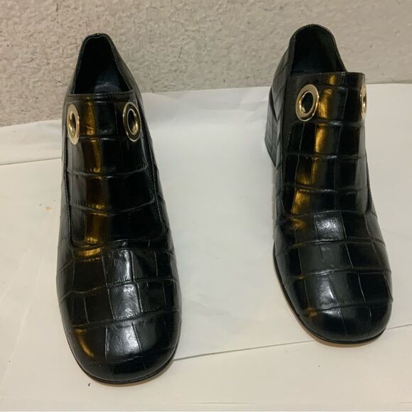 New Tibi Marlow  Women's 7 EU 37 Black Croc Embossed Leather Italy - Picture 2 of 9